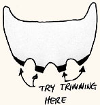 Diagram showing trimming the underside of the Bumfortable to reduce centre of gravity